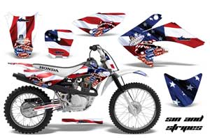 Honda CRF70 Dirt Bike Graphic Kit - 2004-2015 Sin and Stripes Red