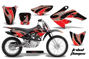 Honda CRF70 Dirt Bike Graphic Kit - 2004-2015 Tribal Flames Red