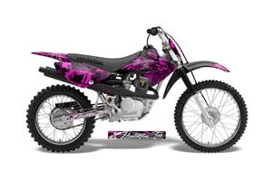 Honda CRF80 Dirt Bike Graphic Kit - 2004-2010 Skulls and Hammers Pink