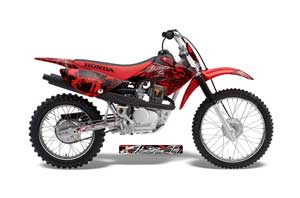 Honda CRF80 Dirt Bike Graphic Kit - 2004-2010 Skulls and Hammers Red