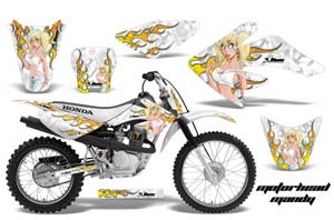 Honda CRF100 Dirt Bike Graphic Kit - 2004-2010 Motorhead Mandy White