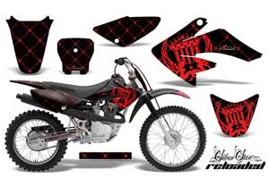 Honda CRF100 Dirt Bike Graphic Kit - 2004-2010 Silver Star - Reloaded Red