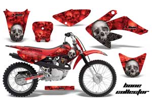 Honda CRF100 Dirt Bike Graphic Kit - 2004-2010 Bone Collector Red