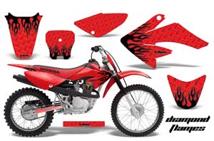 Honda CRF80 Dirt Bike Graphic Kit - 2004-2010 Diamond Flames Red