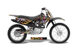 Honda CRF100 Dirt Bike Graphic Kit - 2004-2010 Ed Hardy - Love Kills Black