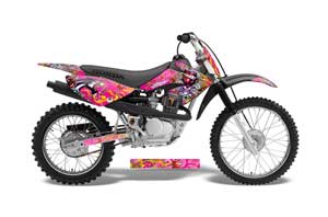 Honda CRF100 Dirt Bike Graphic Kit - 2004-2010 Ed Hardy - Love Kills Pink