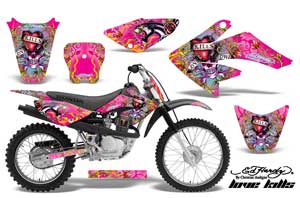 Honda CRF100 Dirt Bike Graphic Kit - 2004-2010 Ed Hardy - Love Kills Pink