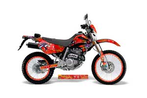 Honda XR250 SM Dirt Bike Graphic Kit - 2003-2005 Ed Hardy - Love Kills Red