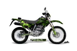 Honda XR250 SM Dirt Bike Graphic Kit - 2003-2005 Skulls and Hammers Green