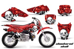 Honda XR50 Dirt Bike Graphic Kit - 2000-2003 Checkered Skull Red