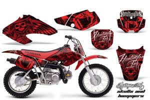 Honda XR50 Dirt Bike Graphic Kit - 2000-2003 Skulls and Hammers Red