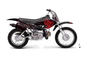 Honda XR50 Dirt Bike Graphic Kit - 2000-2003 Silver Star - Reloaded Red