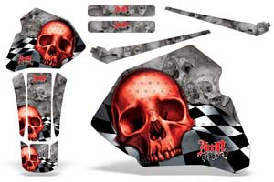 Honda XR80 Dirt Bike Graphic Kit - 1985-2000 Checkered Skull Red