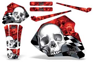 Honda XR80 Dirt Bike Graphic Kit - 1985-2000 Checkered Skull White