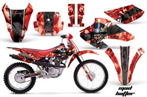 Honda XR100 Dirt Bike Graphic Kit - 2001-2003 Mad Hatter Red
