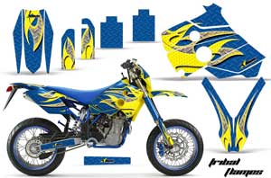 Husaberg FC / FE / FS 400 Dirt Bike Graphic Kit - 2001-2005 Tribal Flames Yellow