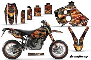 Husaberg FC / FE / FS 400 Dirt Bike Graphic Kit - 2001-2005 Firestorm Black