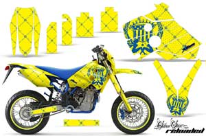 Husaberg FC / FE / FS 400 Dirt Bike Graphic Kit - 2001-2005 Silver Star - Reloaded Yellow