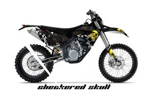 Husaberg FS / FE 450 Dirt Bike Graphic Kit - 2009-2012 Checkered Skull Yellow