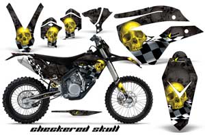 Husaberg FS / FE 670 Dirt Bike Graphic Kit - 2009-2012 Checkered Skull Yellow