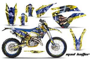 Husaberg TE 125 Dirt Bike Graphic Kit - 2011-2012 Mad Hatter Yellow