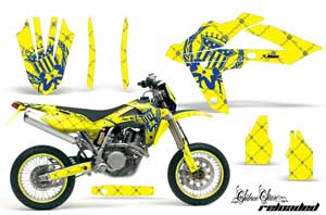 Husqvarna SM / SMR 450 / 530 Dirt Bike Graphic Kit - 2005-2010 Silver Star - Reloaded Yellow