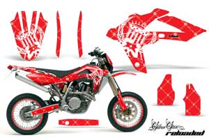 Husqvarna SM / SMR 450 / 530 Dirt Bike Graphic Kit - 2005-2010 Silver Star - Reloaded Red