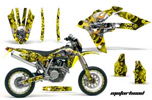 Husqvarna TC / TE 450 Dirt Bike Graphic Kit - 2005-2010 Motorhead Yellow