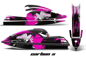 Kawasaki 750 SX / SXR Jet Ski Graphic Kit - 1992-1998 Carbon X Pink