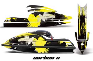 Kawasaki 750 SX / SXR Jet Ski Graphic Kit - 1992-1998 Carbon X Yellow