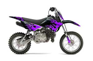 Kawasaki KLX110 Dirt Bike Graphic Kit - 2010-2016 Diamond Flames Purple