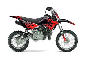 Kawasaki KLX110 Dirt Bike Graphic Kit - 2010-2016 Diamond Flames Red