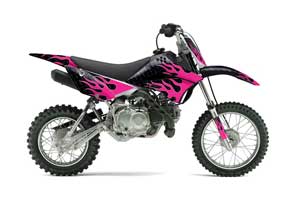 Kawasaki KLX110 Dirt Bike Graphic Kit - 2010-2016 Diamond Flames Pink