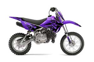 Kawasaki KLX110 Dirt Bike Graphic Kit - 2010-2016 Diamond Flames Purple