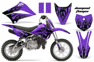 Kawasaki KLX110L Dirt Bike Graphic Kit - 2010-2018 Diamond Flames Purple