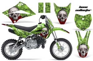 Kawasaki KLX110 Dirt Bike Graphic Kit - 2010-2016 Bone Collector Green