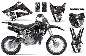 Kawasaki KLX110 Dirt Bike Graphic Kit - 2010-2016 Butterfly Black