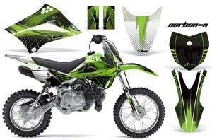 Kawasaki KLX110 Dirt Bike Graphic Kit - 2010-2016 Carbon X Green