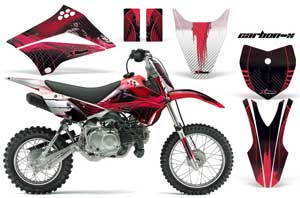 Kawasaki KLX110L Dirt Bike Graphic Kit - 2010-2018 Carbon X Red