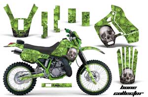 Kawasaki KDX200 Dirt Bike Graphic Kit - 1989-1994 Bone Collector Green
