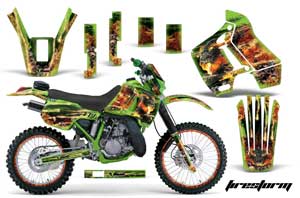 Kawasaki KDX200 Dirt Bike Graphic Kit - 1989-1994 Firestorm Green