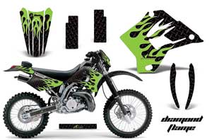 Kawasaki KDX220 Dirt Bike Graphic Kit - 1997-2005 Diamond Flame Green