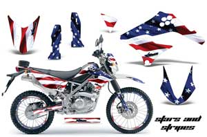 Kawasaki KLX125 D Tracker Dirt Bike Graphic Kit - 2010-2016 Stars and Stripes Red White & Blue