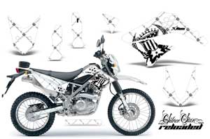 Kawasaki KLX125 D Tracker Dirt Bike Graphic Kit - 2010-2016 Silver Star - Reloaded Black
