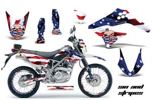 Kawasaki KLX125 D Tracker Dirt Bike Graphic Kit - 2010-2016 Sin and Stripes