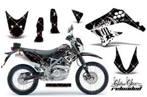 Kawasaki KLX125 D Tracker Dirt Bike Graphic Kit - 2010-2016 Silver Star - Reloaded White