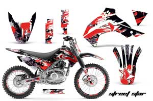 Kawasaki KLX140 Dirt Bike Graphic Kit - 2008-2021 Street Star Red