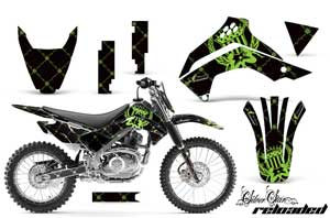 Kawasaki KLX140 Dirt Bike Graphic Kit - 2008-2021 Silver Star - Reloaded Green