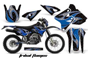 Kawasaki KLX400 Dirt Bike Graphic Kit - 2000-2016 Tribal Flames Blue