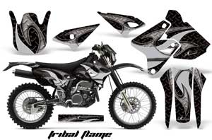 Kawasaki KLX400 Dirt Bike Graphic Kit - 2000-2016 Tribal Flames Silver